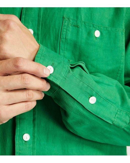 Polo Ralph Lauren Green Silk-linen Blend Long-sleeve Shirt for men