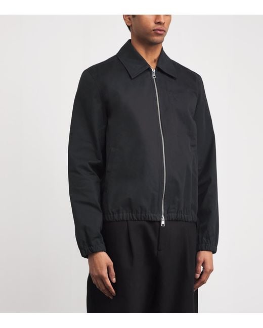 AMI Black Cotton Zip-Up Jacket for men