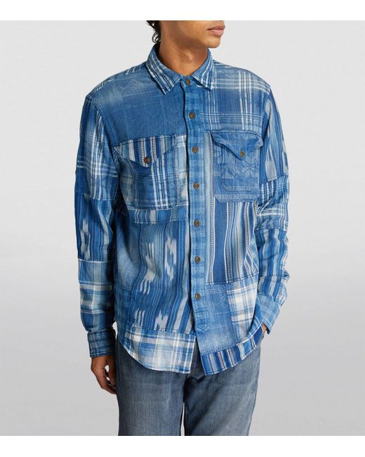 Polo Ralph Lauren Blue Cotton Patchwork Shirt for men
