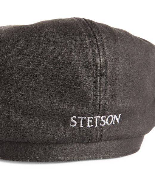 Stetson Gray Waxed Hatteras Flat Cap for men