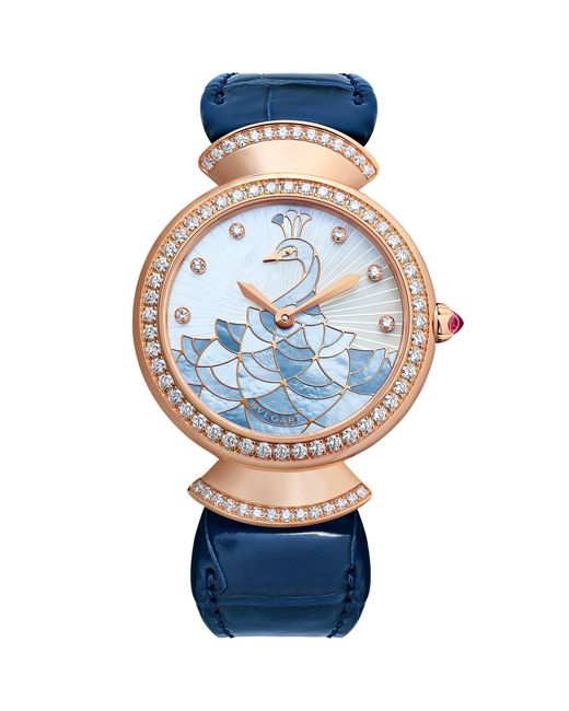 BVLGARI Blue Rose Gold And Diamond Divas' Dream Watch 33mm