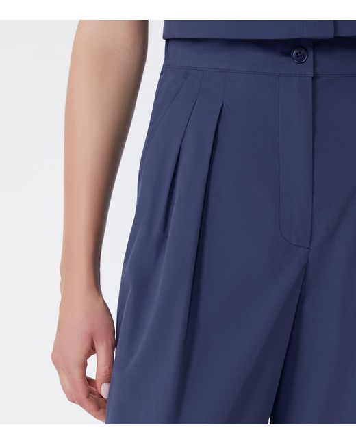 Weekend by Maxmara Blue Grain De Poudre Pleated Trousers