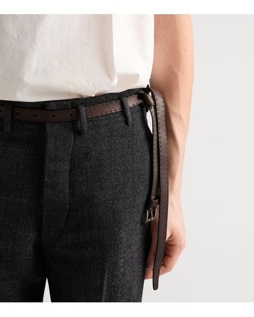 Prada Black Leather Antiqued Belt for men