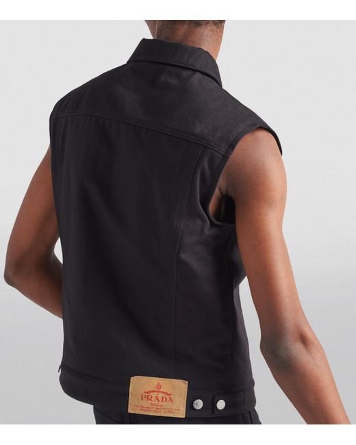 Prada Black Sleeveless Denim Jacket for men