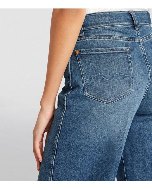 7 For All Mankind Blue Lotta High-rise Wide-leg Jeans