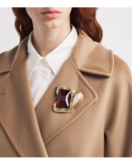 Weekend by Maxmara Brown Embellished Brooch