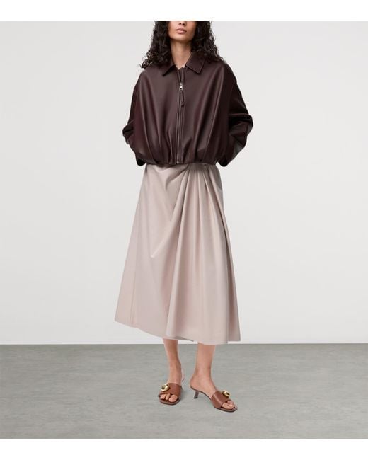 Loewe Pink Cotton-Silk Draped Midi Skirt