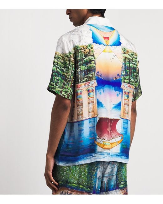 Casablanca Green Silk Trompe L'Oeil Shirt for men