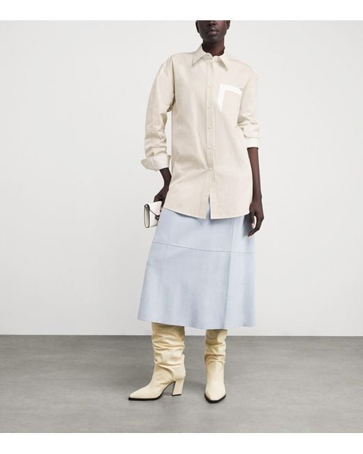 Lafayette 148 New York White Cotton Stripe Shirt