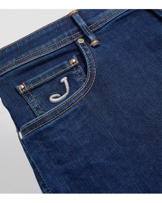 Jacob Cohen Blue White Diamond Bard Mid-wash Jeans for men