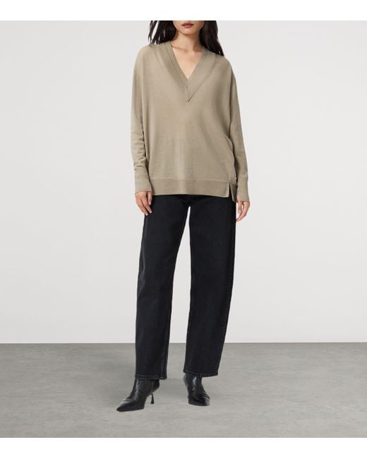 AllSaints Gray Wool Bern Sweater
