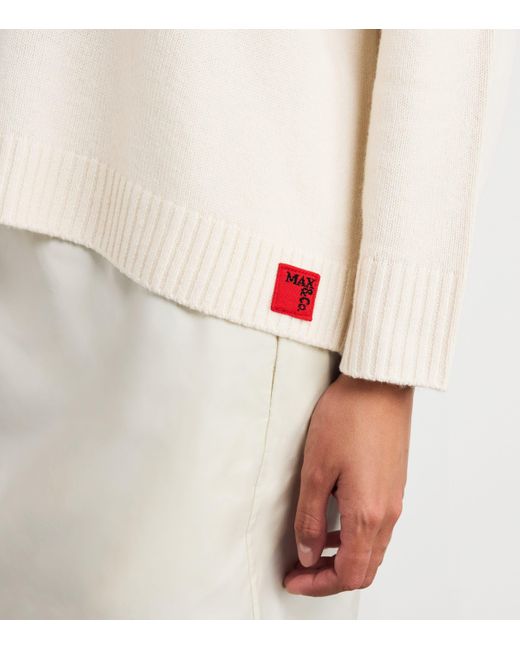 MAX&Co. White Wool-Cashmere Crew-Neck Sweater