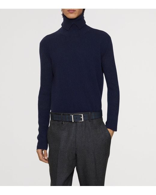 Burberry Blue Leather Check Reversible Belt for men