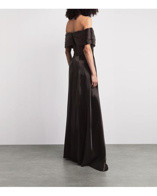 Pamella Roland Black Liquid Organza Gown