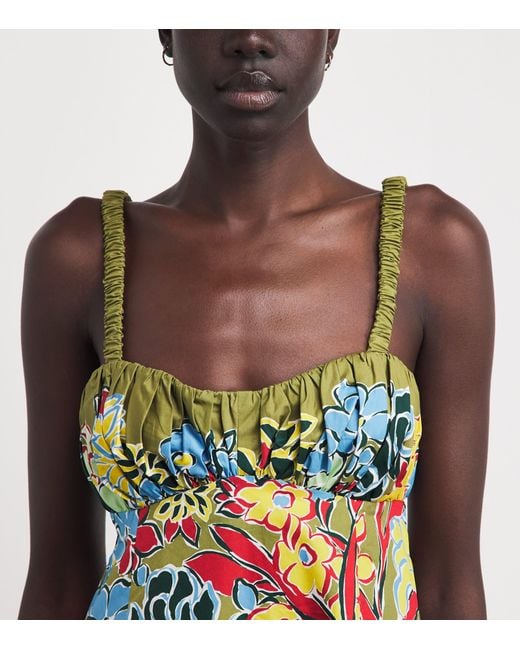 ALÉMAIS Green Cotton Floral Solstice Mini Dress