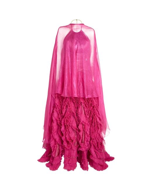 Maria Lucia Hohan Pink Frill-Detail Taylor Gown