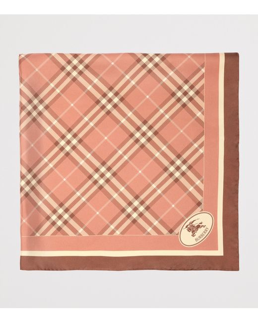 Burberry Pink Silk Knight Stamp Scarf