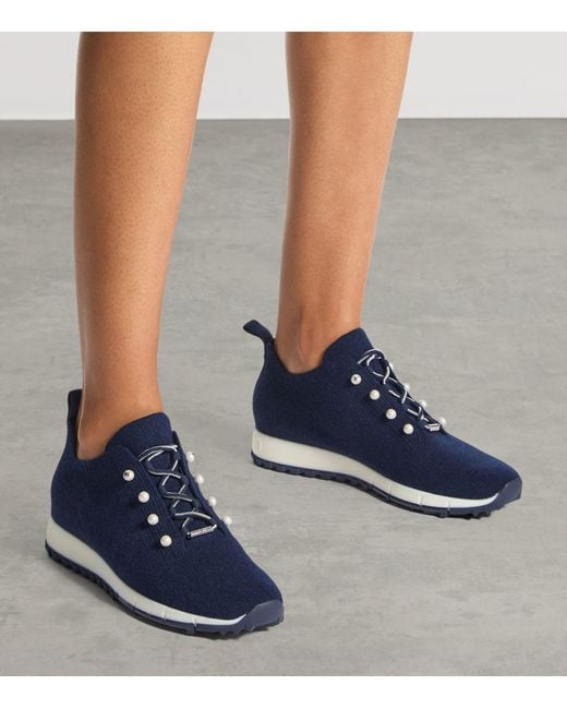 Jimmy Choo Blue Veles Cashmere Sneakers
