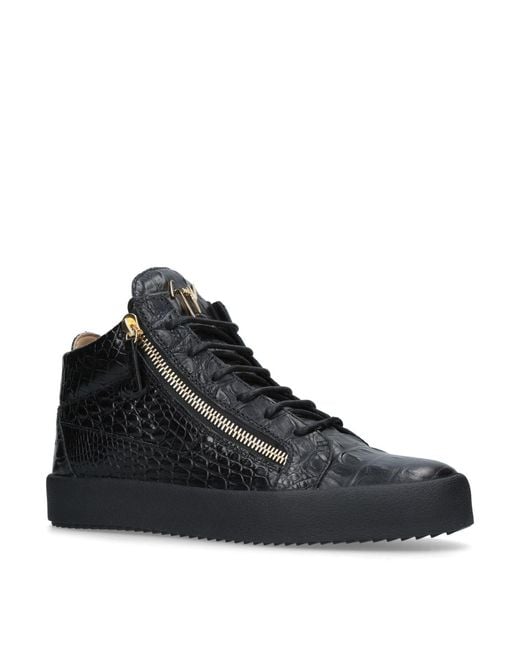 Giuseppe Zanotti Mens Black Kriss Croc-embossed Patent-leather High-top Trainers 8 for men
