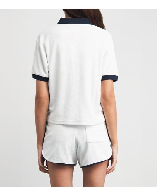 Sporty & Rich Blue Terry Cotton Signature Logo Polo Shirt