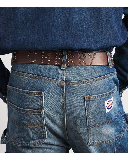 CHERRY LA Brown Leather Studded Santa Fe Belt for men