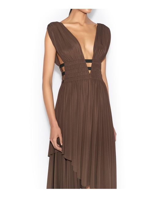Alaïa Brown High-Low Midi Dress