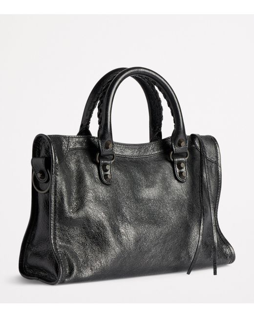 Balenciaga Black Small Lambskin Embellished Le City Top-Handle Bag
