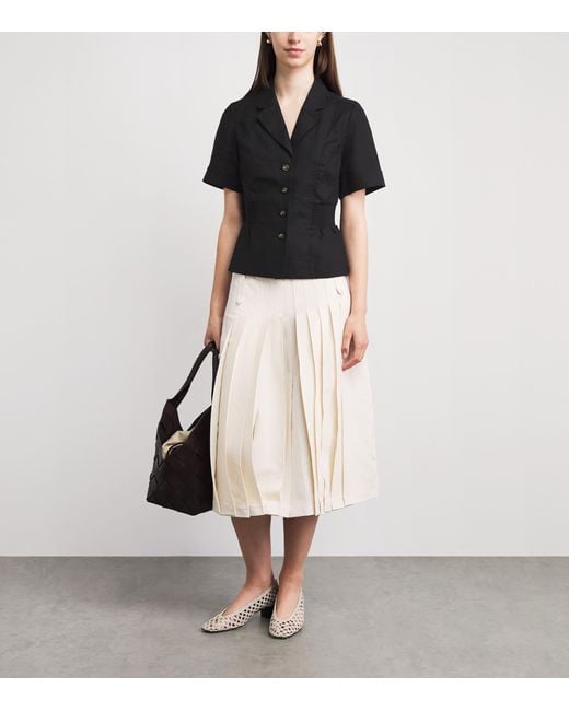ME+EM Black Linen-Blend Soft Sculpt Top