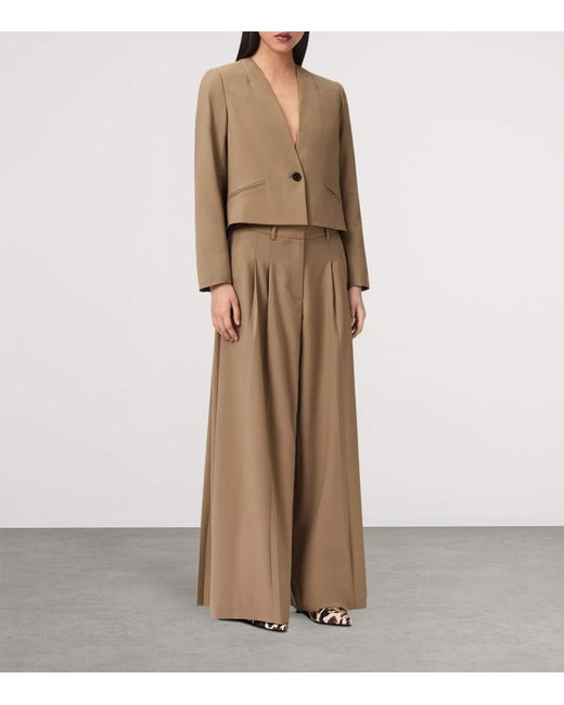 AllSaints Natural Wool-Blend Wide-Leg Poppy Trousers