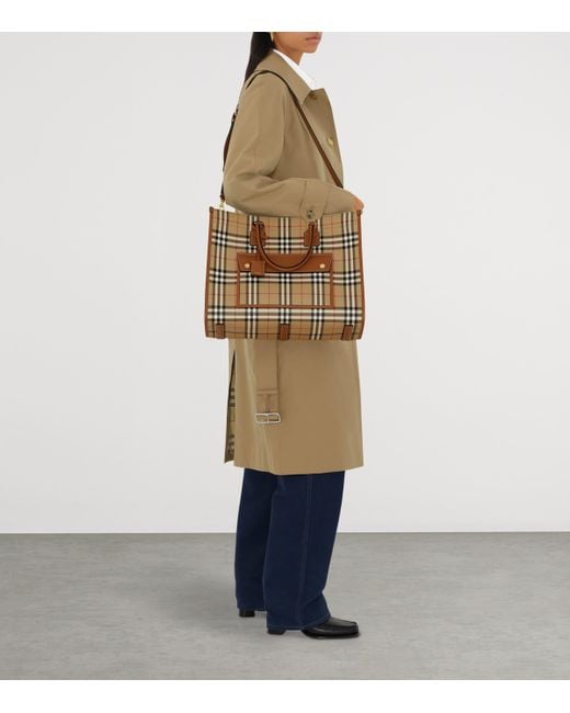 Burberry Brown Medium Check Freya Tote Bag