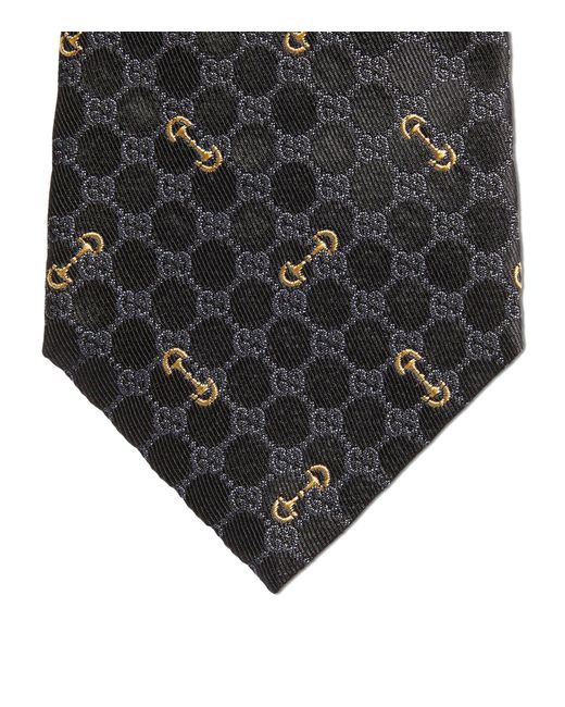 Gucci Gray Silk Gg Supreme Horsebit Tie for men