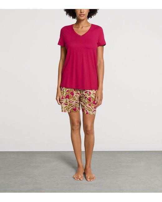 Hanro Pink Stretch-Cotton Sleep & Lounge T-Shirt