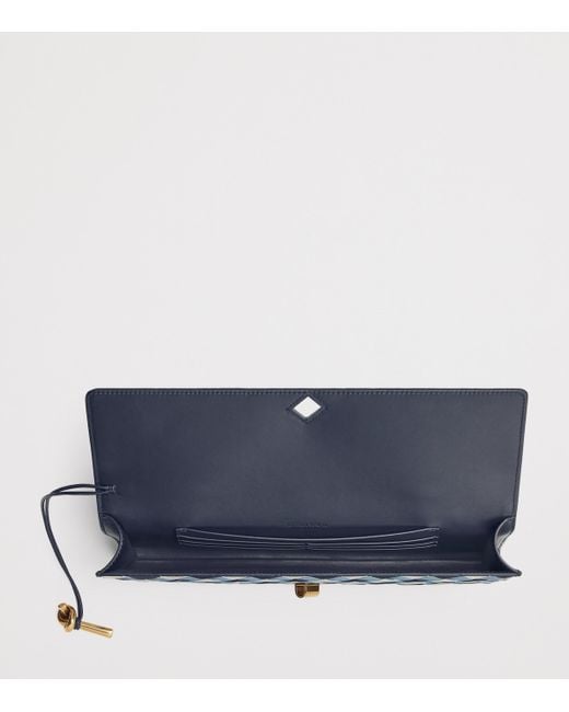 Bottega Veneta Blue Leather Andiamo Clutch Bag