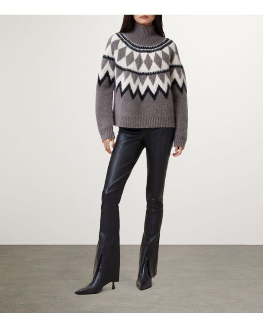AllSaints Gray Knitted Fair Isle Tara Sweater