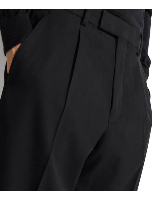 Zegna Black Cotton-wool Slim Trousers for men