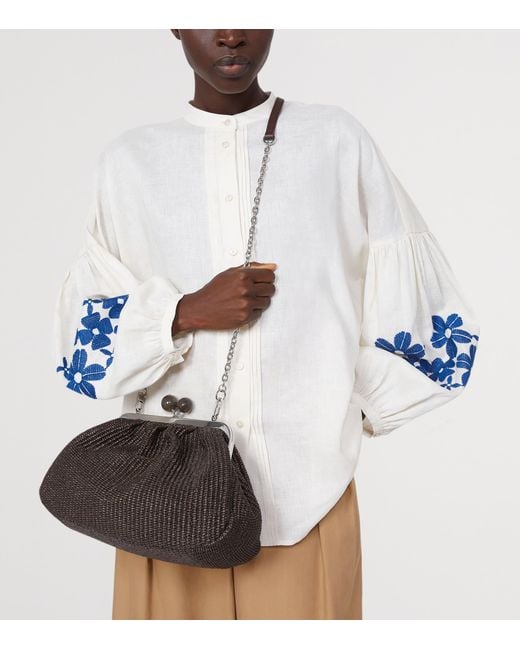 Weekend by Maxmara Brown Woven Pasticcino Clutch Bag