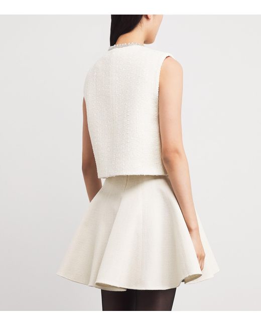 Maje White Tweed Jewel-Embellished Waistcoat