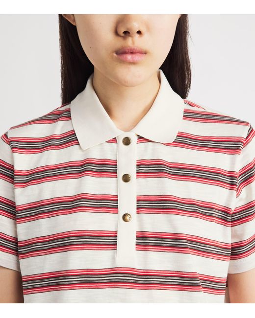 Moncler Pink Cotton Stripe Polo Shirt