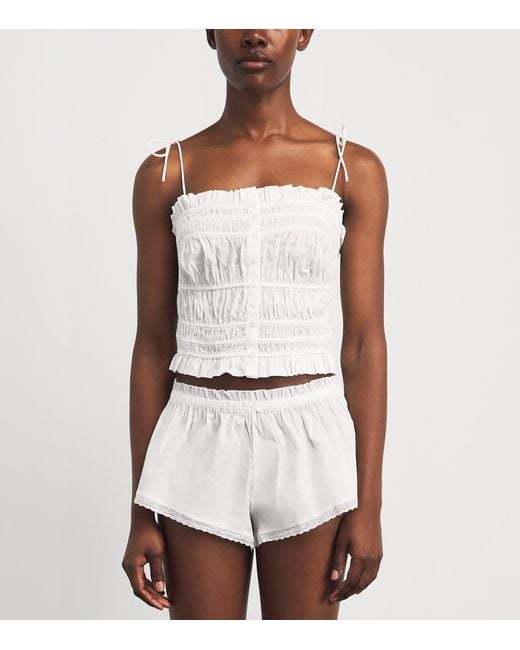 Skims White Cotton-Blend Poplin Apparel Cami Top