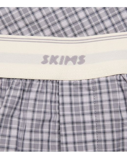 Skims Purple Cotton Poplin Check Boxer Shorts for men