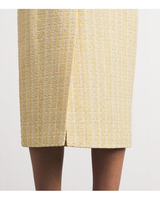 Alessandra Rich Natural Tweed Sequin-Embellished Midi Skirt