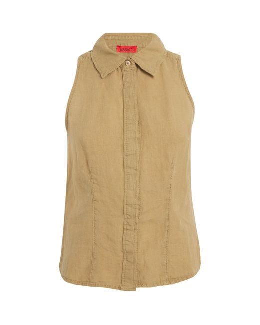MAX&Co. Natural Linen Collar Top