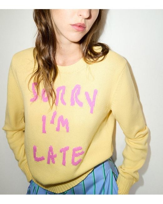 MAX&Co. Yellow Cotton Slogan Sweater