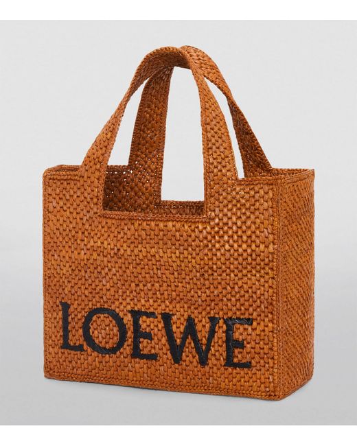 Loewe Brown X Paula's Ibiza Small Raffia Font Tote Bag