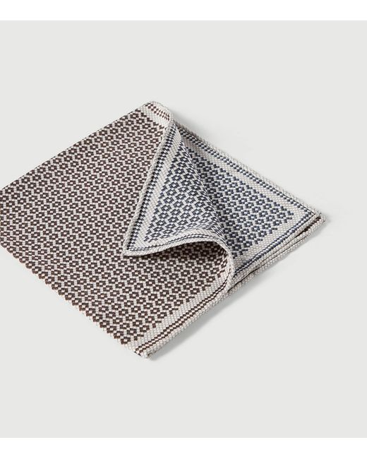 Brunello Cucinelli Black Silk Tile-Pattern Pocket Square for men