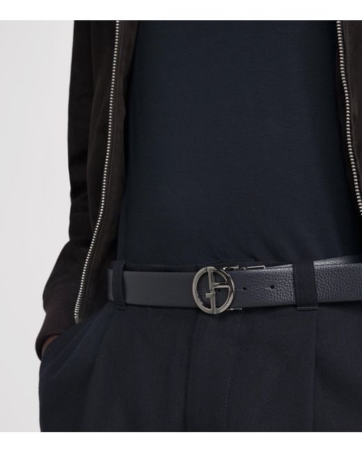 Giorgio Armani Blue Leather Reversible Belt Strap for men