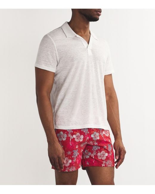 Vilebrequin White Linen Pyramid Polo Shirt for men