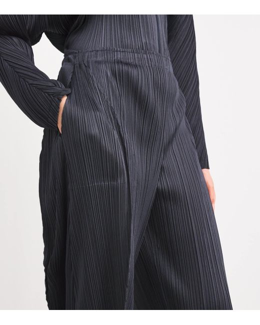 Pleats Please Issey Miyake Blue Lantern Tapered Trousers