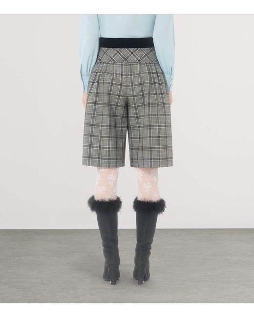 Valentino Gray Virgin Wool Check Shorts