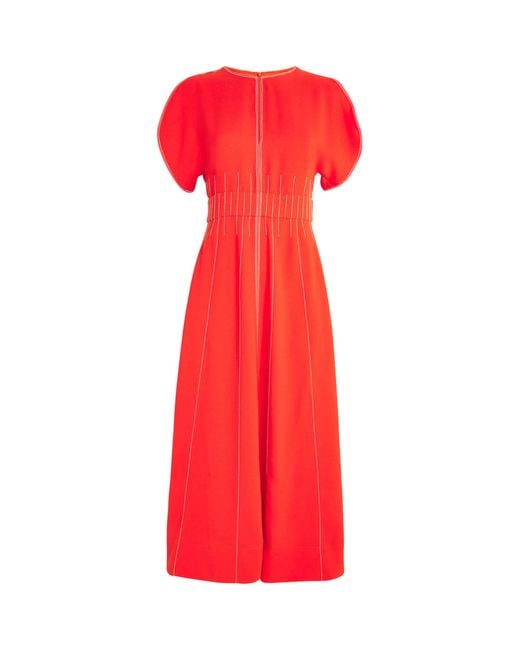 ME+EM Red Me+em Contrast-stitch Midi Dress